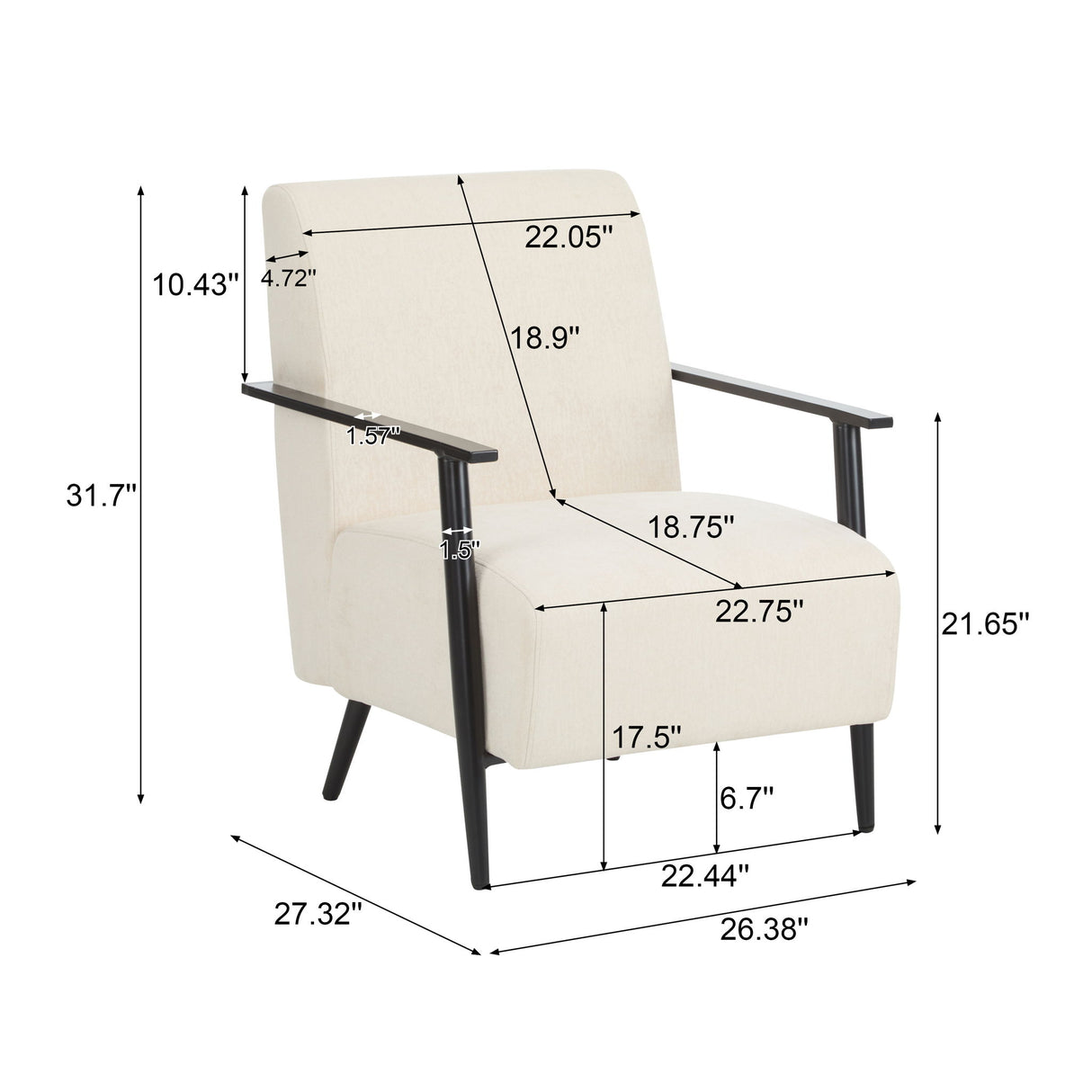 Modern Lounge Chair With Polyester Upholstery