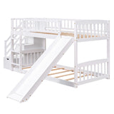 Twin Over Twin Stairway Bunk Bed With Two Drawers And Slide