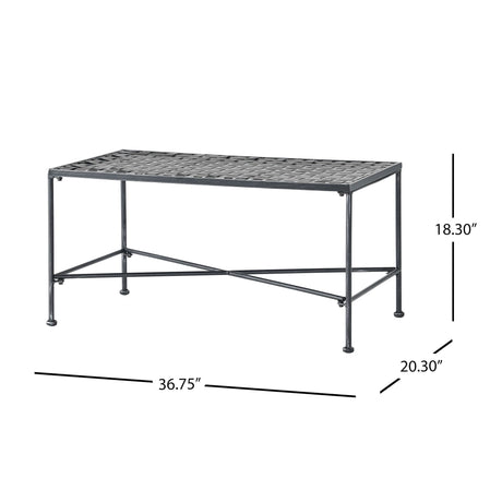 Luna - Outdoor Iron Coffee Table - Black Brush Silver