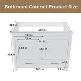 42" Bathroom Vanity Base With Doors And Drawer - White