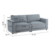 Modern Square Arm Sofa With Soft Fabric Upholstery, Deep Cushions