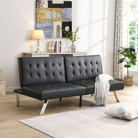 Contemporary Wood Frame Sofa Bed With Stainless Legs - Black