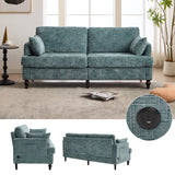 Chenille 2 Seater Sofa With LED Light, USB Charging Port, And Storage Bag