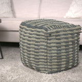 Walle - Fabric Square Pouf Ottoman And Floor Cushion Teal - Blue