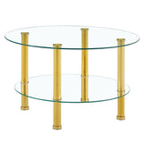 Contemporary Minimalist Double Layer Tempered Glass Coffee Table