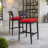 Modern Outdoor Bar Stools With Backrest And Footrest (Set of 2)