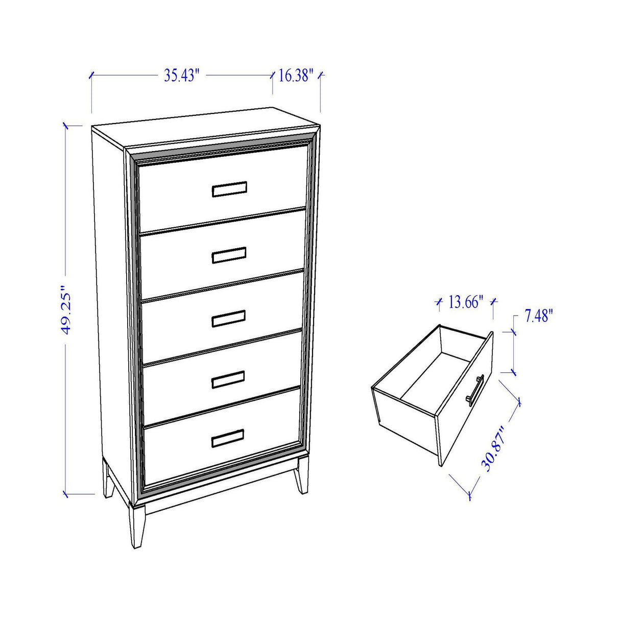 Almera - Glitter Chest - White