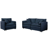 Modern Upholstered Chenille Loveseat And Armchair Set With Pillows