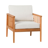 Contemporary Cushioned Eucalyptus Wood Patio Accent Chair