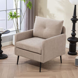 Contemporary Accent Chair With Metal Legs, Comfy Chenille Fabric Armchair
