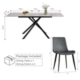 Modern Expandable Dining Table With Retractable Leaf With Chairs