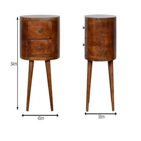 Rounded Bedside Table - Chestnut