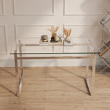 Modern Minimalist Rectangular Dining Table With Tempered Glass Top