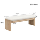 Footstool With Soft Cushion For Living Room - Beige / Natural