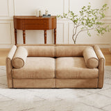 Stylish Chenille Sofa With Storage Seat And Cylindrical Backrest