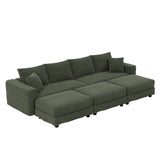 Deep Seat Convertible Sofa With Soft Pillows And Ottomans