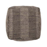 Barracuda - Handcrafted Cotton Pouf With Chevron Pattern - Brown / Beige