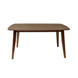 Mid Century Style Wood Dining Table With Rounded Corners - Walnut