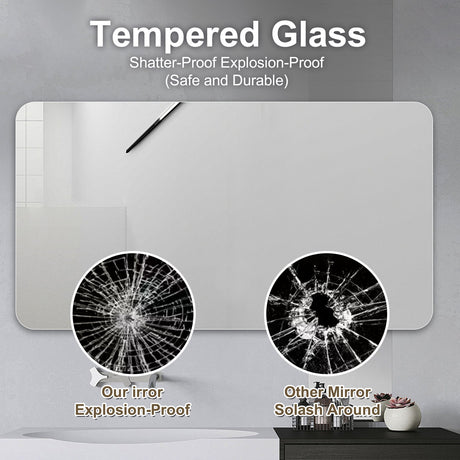 Bathroom Vanity Mirror, Wall Mounted Mirror For Bathroom Anti-Fog Waterproof - Clear