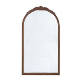 Hand Carved Rose Antique Mirror Frame, Wood Arch Mirror Wall Decor For Living Room