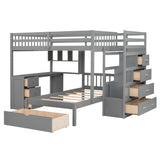 Bunk Bed With Desk, Drawers And Shelves