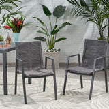 Outdoor Modern Aluminum Dining Chair Set With Rope Sea (Set of 2)