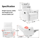 360° Modern Small Rocking Swivel Recliner Chair With Side Pocket