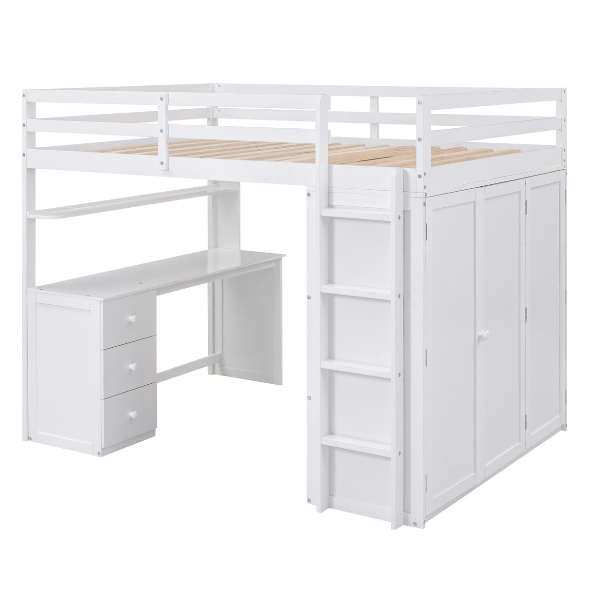 Loft Bed With Drawers, Desk, And Wardrobe