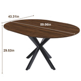 Round Dining Table With Extendable Blades, X Base