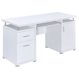 Modern Office Computer Desk With 2 Drawers, Adjustable Shelf, Slide Out Keyboard Tray