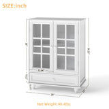 Minimalist Buffet Cabinet With Double Glass Doors And Drawer