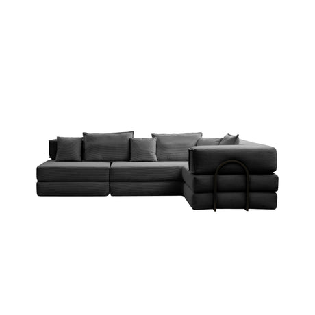Modular L Shaped Floor Living Room Sofa Set With 6 Pillows
