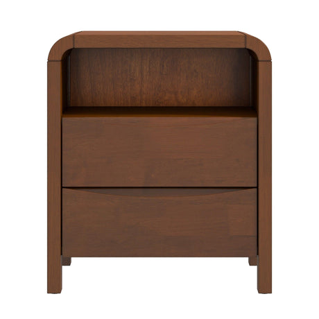 Lionel - Mid-Century Modern Nightstand 2 Drawer - Brown