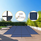 Pool Safety Cover, Fits 18 X 36Ft Rectangular Inground Winter Swimming Pools, High Strength Mesh - Blue