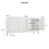 Elegant Sideboard With Sophisticated Wavy Pattern Doors And Arched Groove Design, Adjustable 4 Door Layout