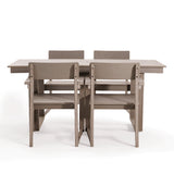 5 Piece Outdoor Dining Set, Table With Umbrella Hole And 4 Armrest Chairs