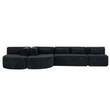 Upholstered Sofa Free Combined Sofa Couch With 2 Chaise Lounge And Five Back Pillows For Living Room