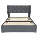 Bed With Gas Lift Storage, USB Ports