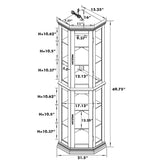 Corner Curio Cabinet With Lights, Adjustable Tempered Glass Shelves, Mirrored Back, Display Cabinet (E26 Light Bulb Not Included)
