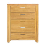 5 Drawer Dresser - Natural Wood / Brown