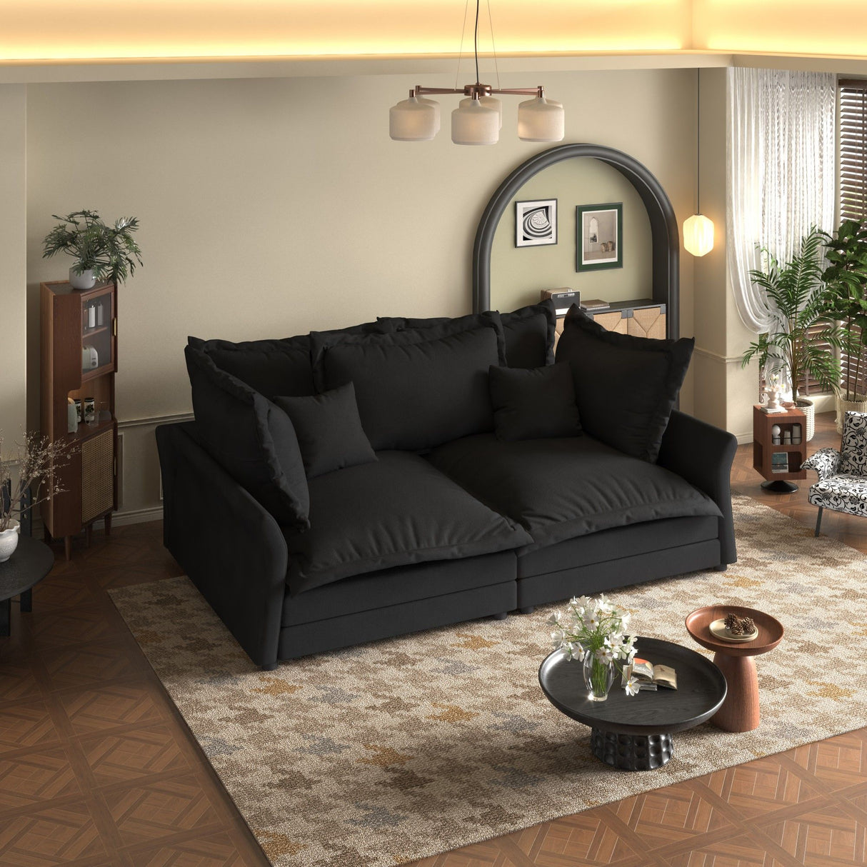 Modern Comfy Upholstered Sofa Cloud Couch, Deep Seat Couches With Multiple Large Soft Pillows