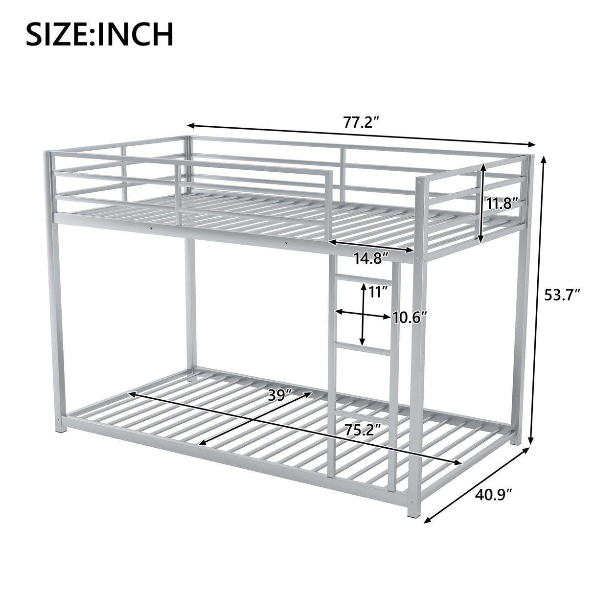 Metal Bunk Bed, Low Bunk Bed With Ladder