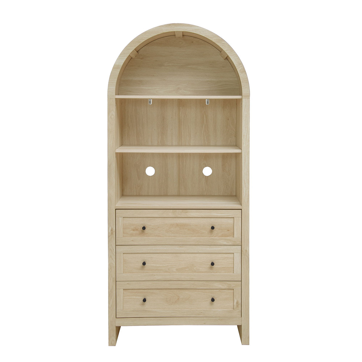 Arched Kitchen Pantry, Modern Farmhouse Wood Kitchen Storage Cabinets, Arched Storage Display Cabinet With Adjustable Shelves, Versatile Cupboard For Kitchen, Dining Room, Living Room - Natural