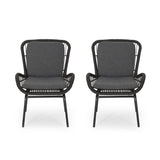 Outdoor Wicker Club Chair With Cushions (Set of 2)