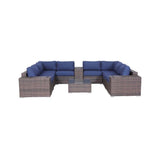 Modern Patio Rattan Sectional Set With Cushions