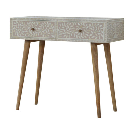 Floral Bone Console - Beige / White