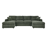 3 Piece Corduroy Double Chaise Sectional Sofa