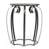 Modern Industrial End Table With Mango Wood Top And Iron Frame - Gray