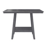 Counter Height Dining Table With Tapered Base And Lazy Susan - Gray