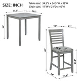 5 Piece Dining Table Set, Wooden Dining Square Table Set For 4, Counter Height Kitchen Table Set With Square Table And 4 Upholstered Chairs - Gray